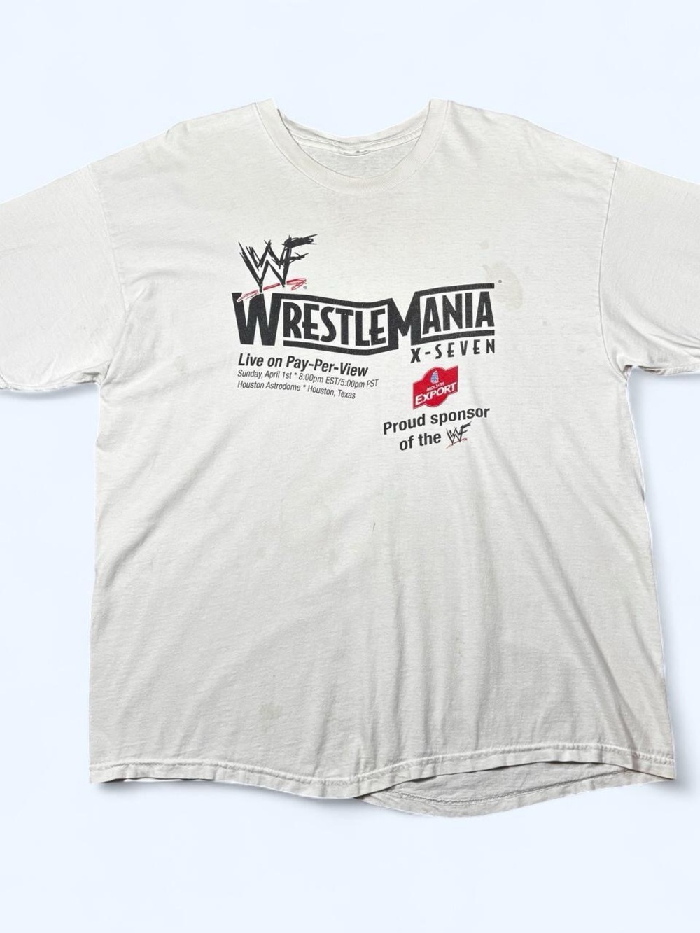 Vintage 2001 WWF WrestleMania X-Seven Molson Export Sponsor T-Shirt White Large
